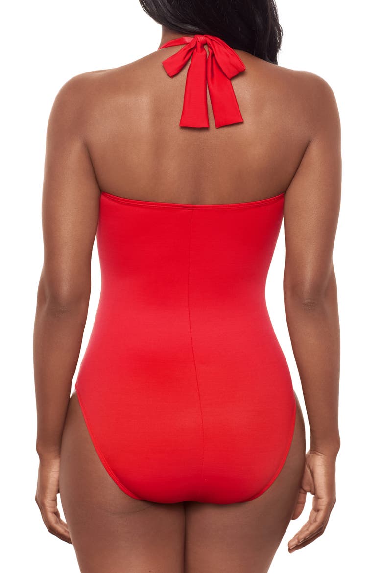 Rock Solid Utopia One-Piece Halter Swimsuit, Alternate, color, POPPY
