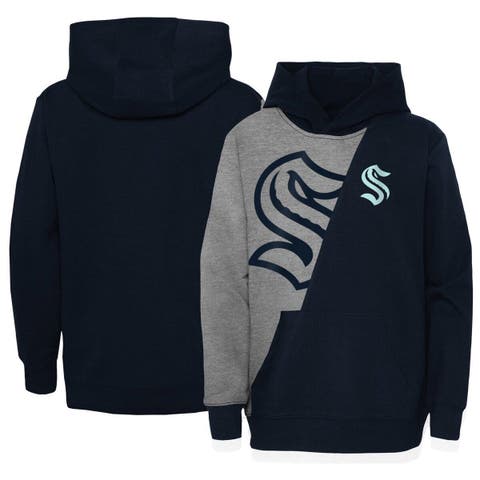 Youth Heather Gray/Deep Sea Blue Seattle Kraken Unrivaled Pullover Hoodie