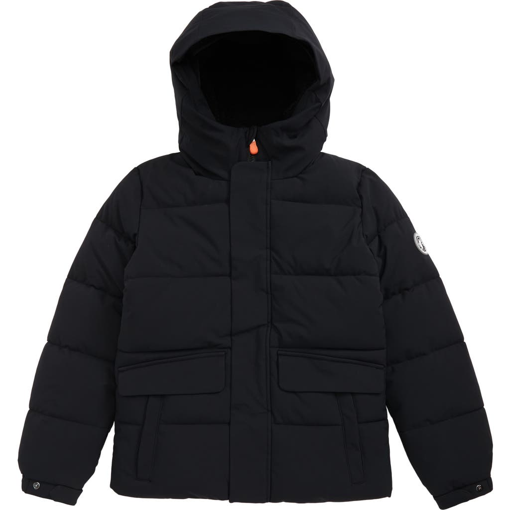 Save The Duck Kids' Wind & Water Resistant Fleece Lined Puffer Jacket In Black