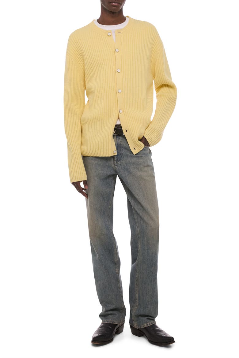 Ribbed Wool Cardigan, Alternate, color, SUNLIGHT