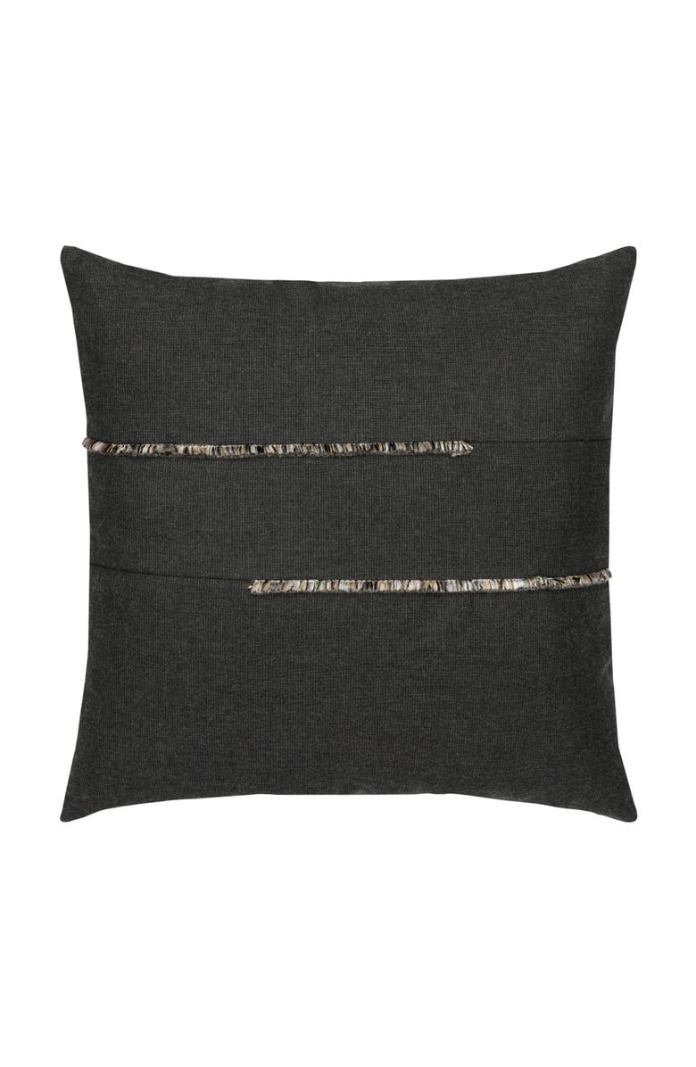 Elaine Smith Micro Fringe Carbon Indoor & Outdoor Woven Accent Pillow, Main, color, Carbon