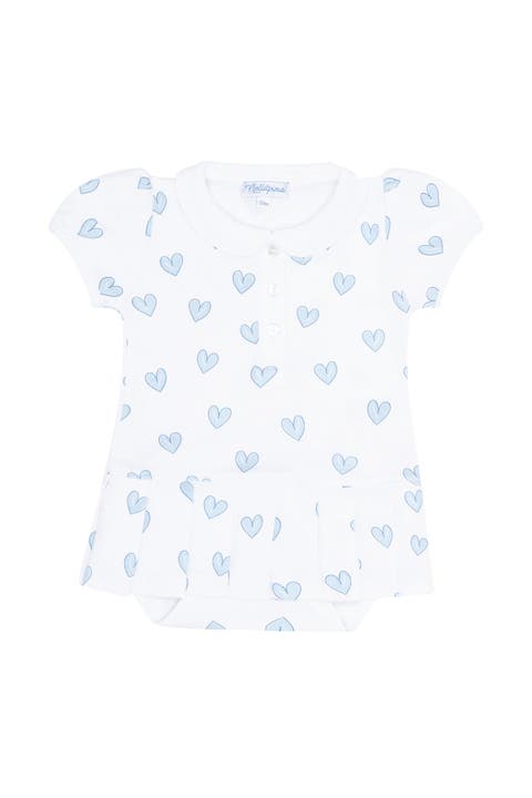 Blue Heart Print bodysuit Dress - Baby