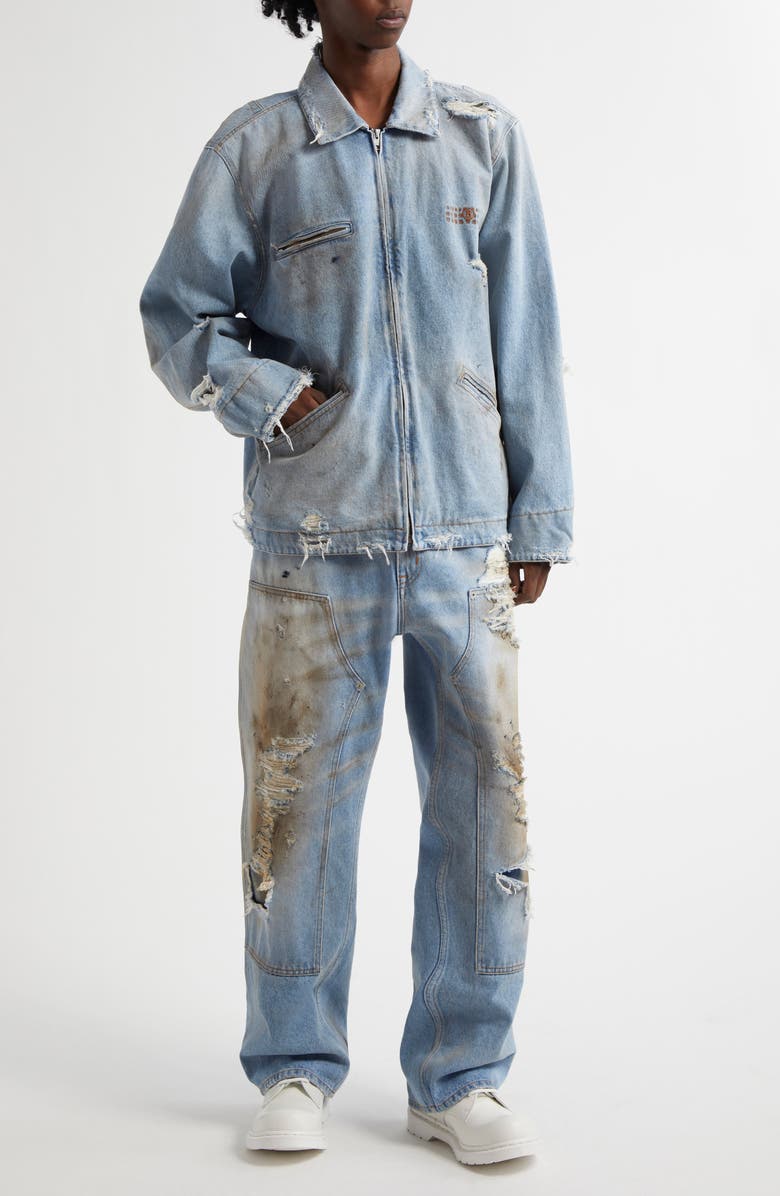 MM6 Maison Margiela Distressed Denim Chore Jacket, Alternate, color, Medium Blue