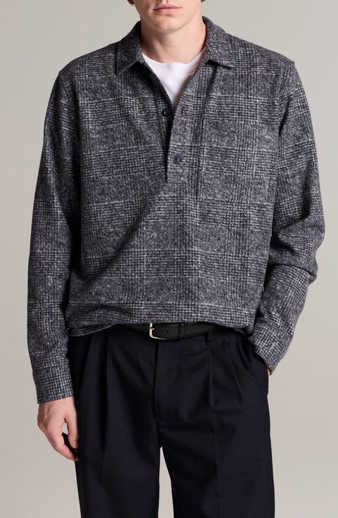 Long Sleeve Donegal Knit Popover Polo