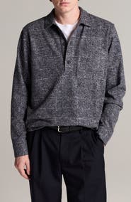 Vince Long Sleeve Donegal Knit Popover Polo