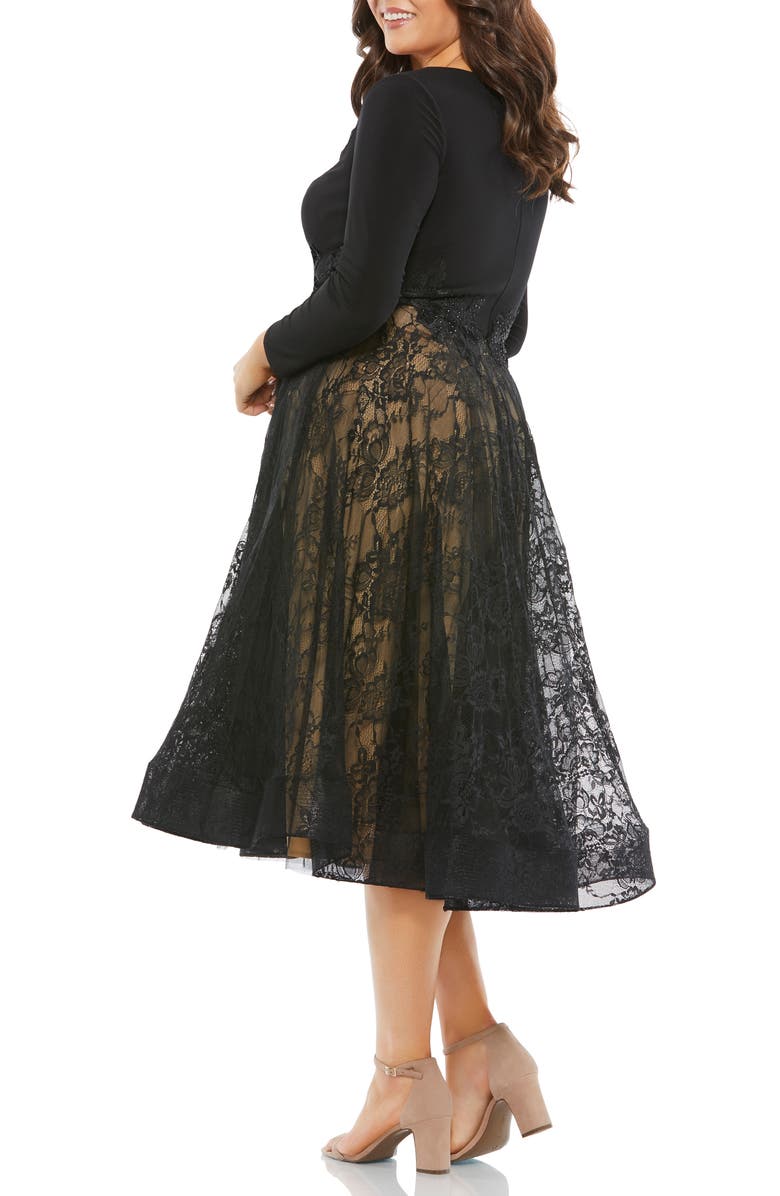 Mac Duggal Long Sleeve Lace Fit & Flare Dress, Alternate, color, 