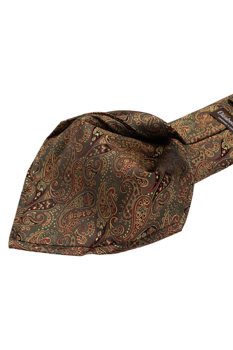 Trebbiano - Extra Long Silk Jacquard Tie for Men, Alternate, color, Olive Green