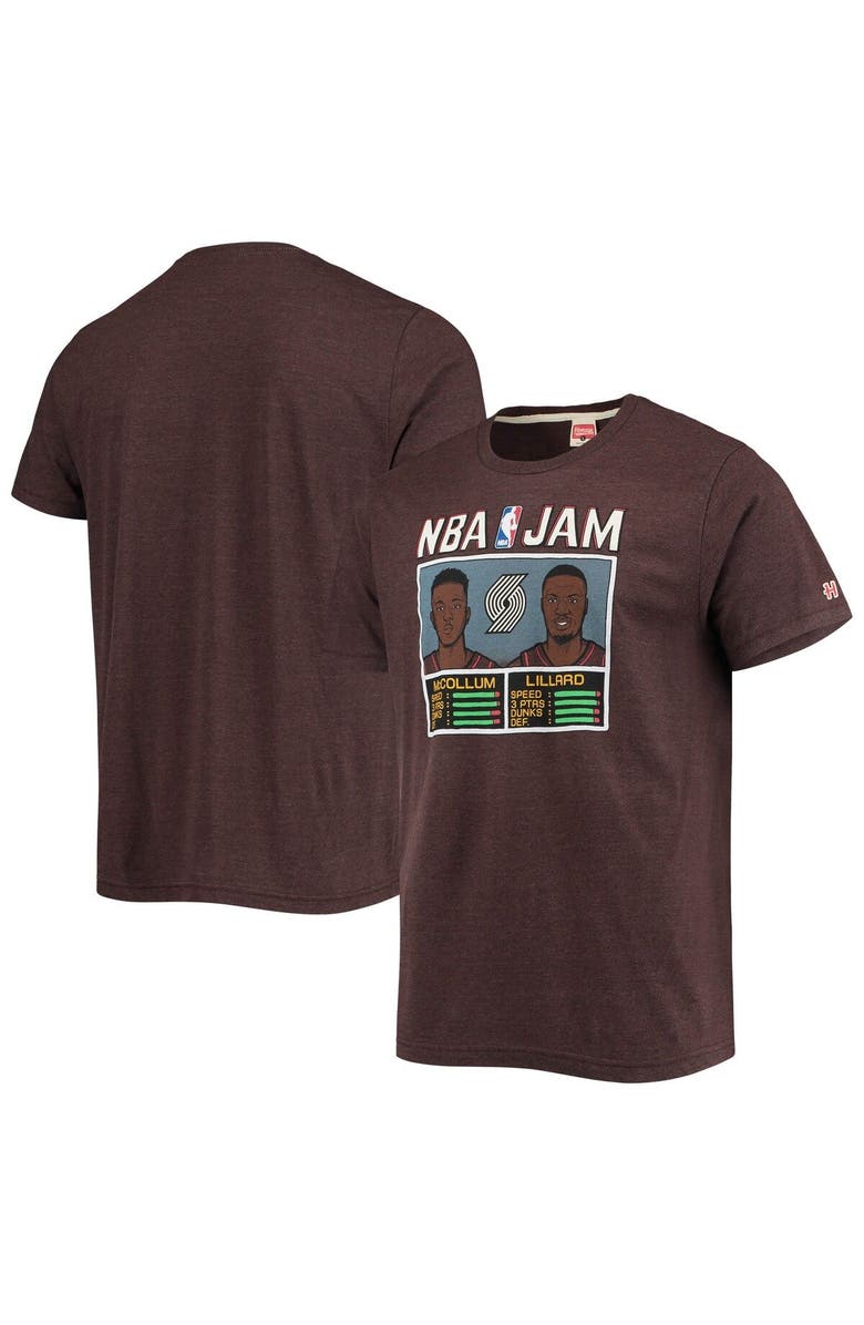 Homage Men's Homage C.J. McCollum and Damian Lillard Brown Portland Trail Blazers NBA Jam Tri-Blend T-Shirt, Main, color, 