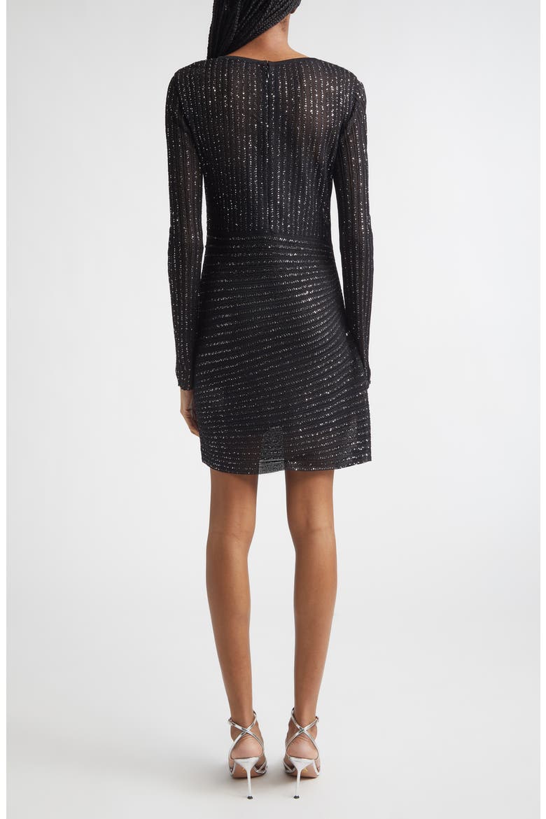 Sequin Metallic Long Sleeve Minidress, Alternate, color, BLACK TONES