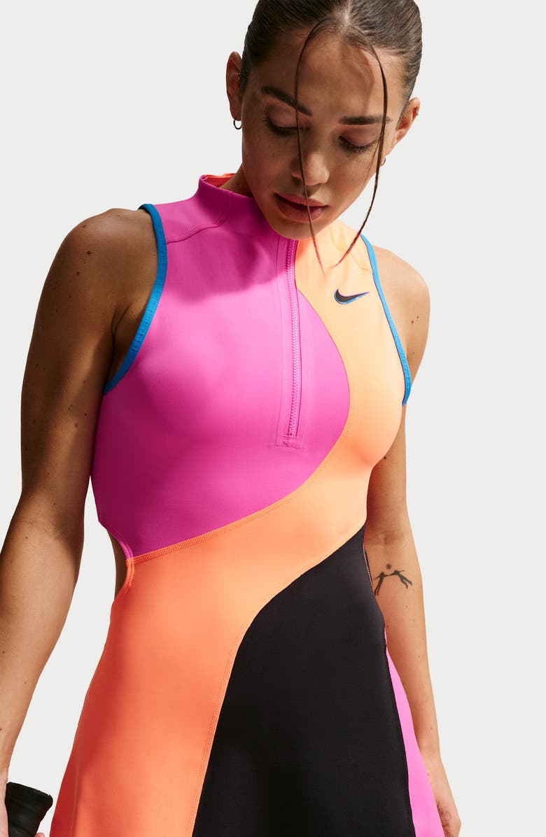 Nike Court Slam Dri-FIT Tennis Dress, Alternate, color, Fuchsia/Orange/Black