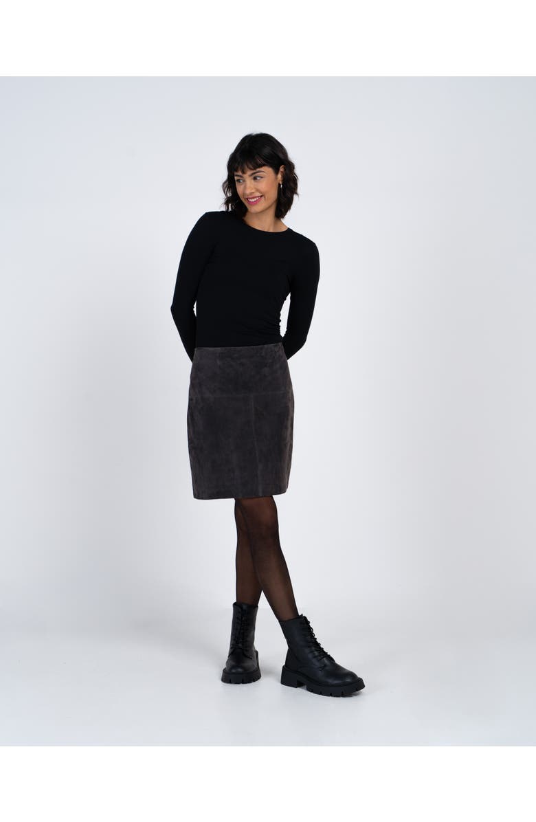 Kettlewell Hayden Suede Skirt, Alternate, color, Shadow Grey