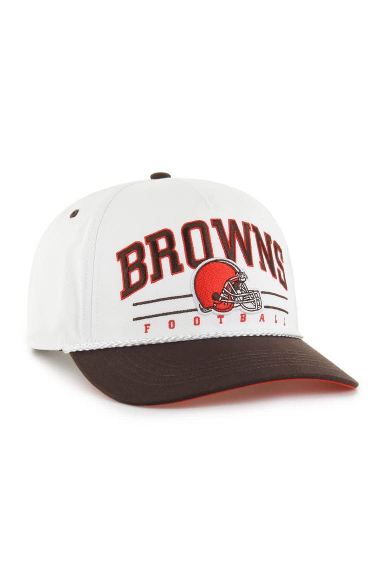 Men's '47 White/Brown Cleveland Browns Roscoe Two-Toned Hitch Adjustable Hat, Alternate, color, White