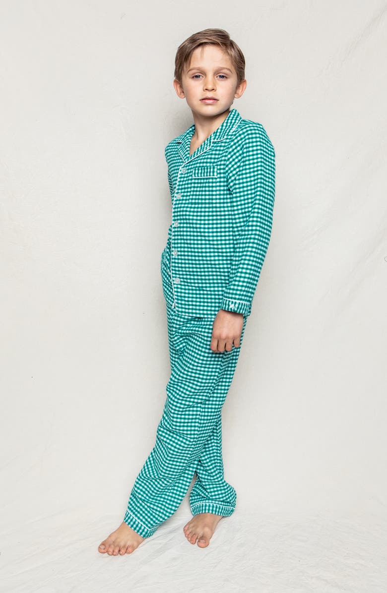 Petite Plume Kids' Gingham Check Flannel Two-Piece Pajamas, Alternate, color, 