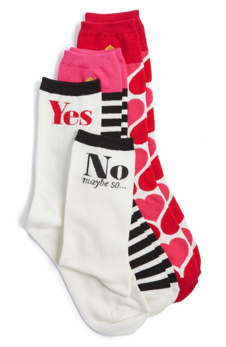 Kate Spade New York hearts 3-pack crew socks, Main, color,