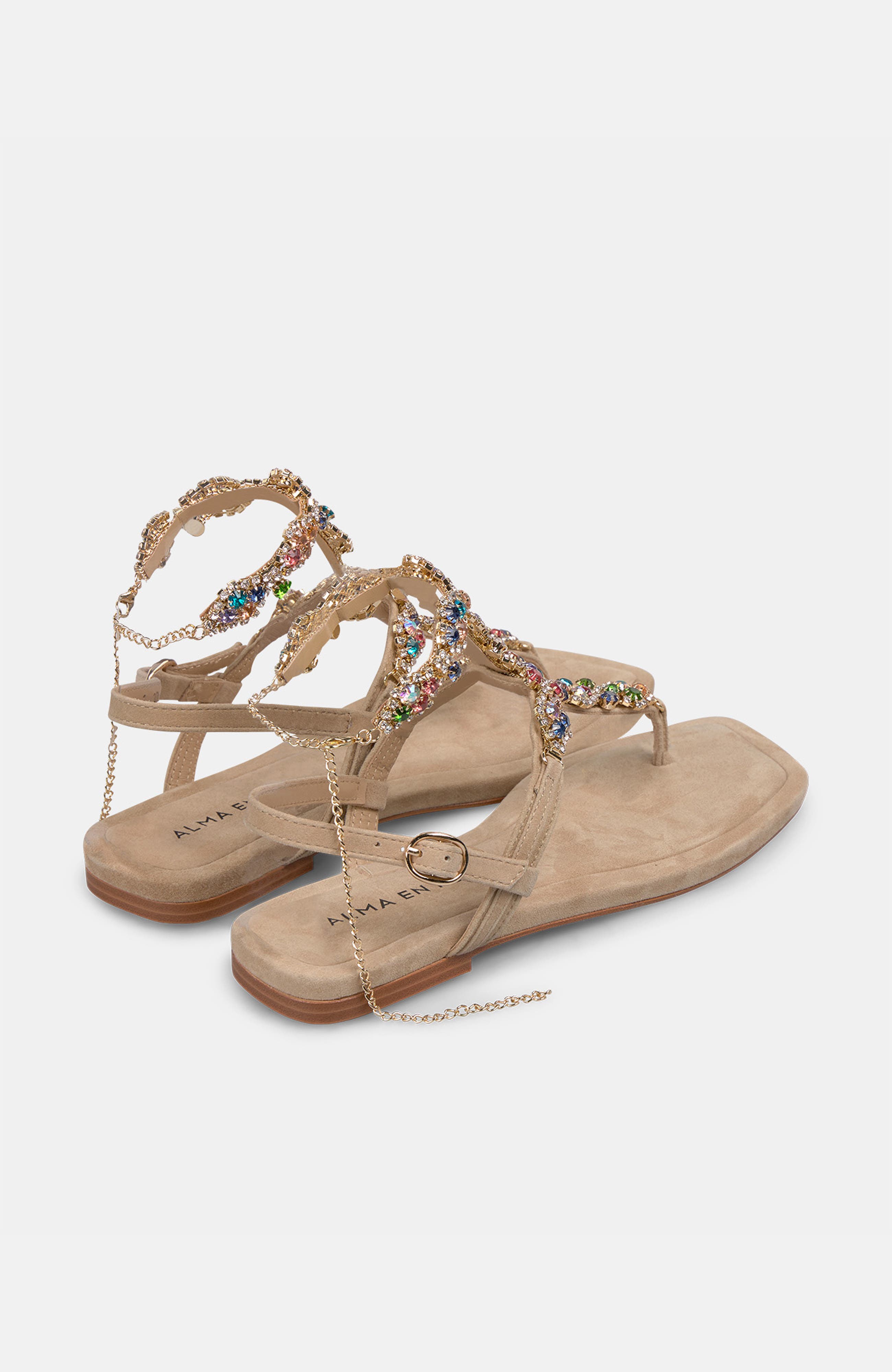 Multicolour Rhinestone Sandal, Alternate, color, Beige