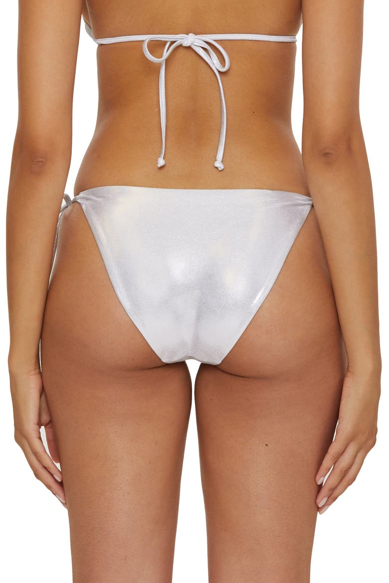 Liquid Metal Side Tie Bikini Bottoms, Alternate, color, WHITE
