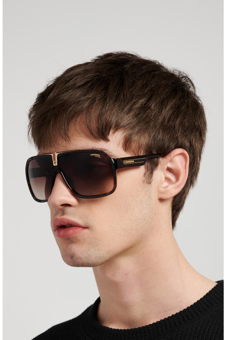 64mm Oversize Gradient Navigator Sunglasses, Alternate, color, HAVANA/ BROWN