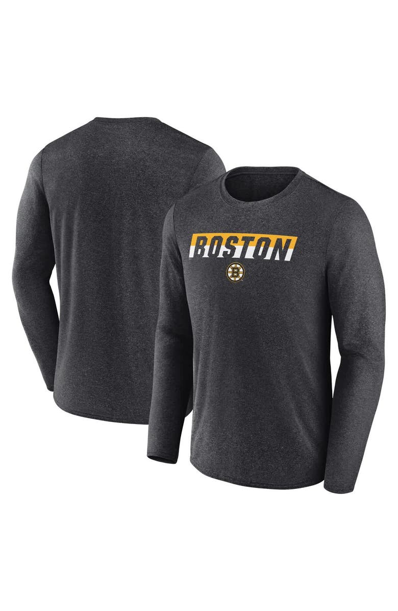FANATICS Men's Fanatics Heather Charcoal Boston Bruins Transition Long Sleeve T-Shirt, Main, color, Heather Charcoal