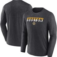 FANATICS Men's Fanatics Heather Charcoal Boston Bruins Transition Long Sleeve T-Shirt
