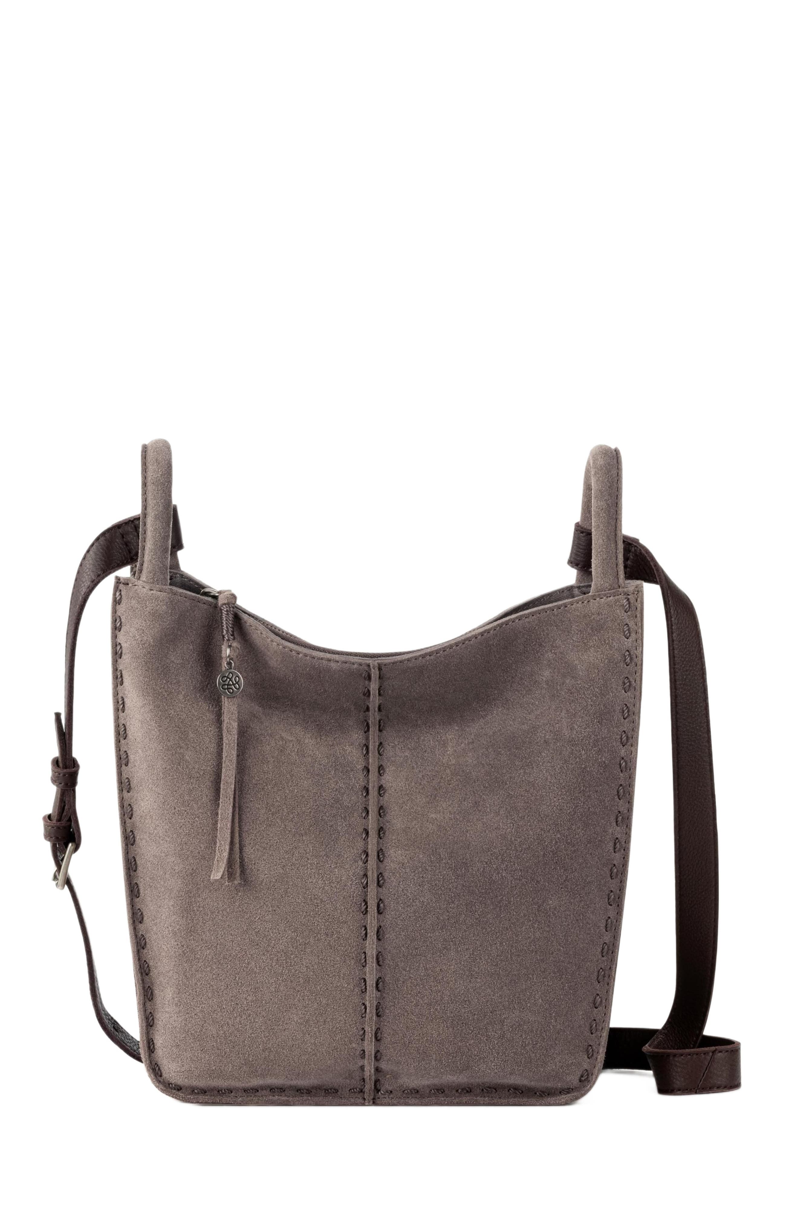 Los Feliz Crossbody Leather Bag, Alternate, color, Mushroom Suede