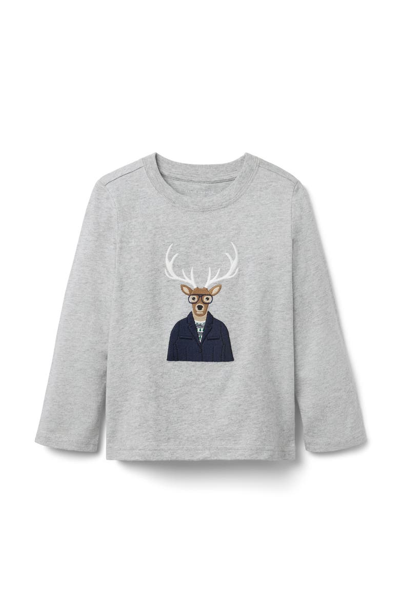 Janie and Jack Dapper Deer Tee, Main, color, Gray