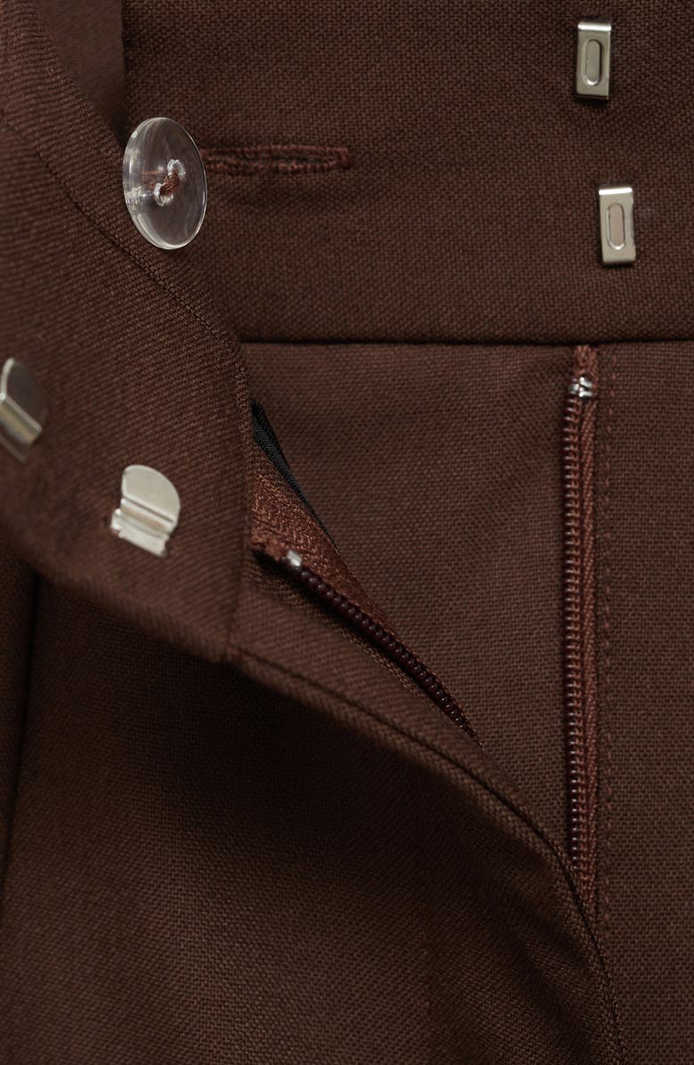 MANGO Pleated Wide Leg Pants, Alternate, color, Brown