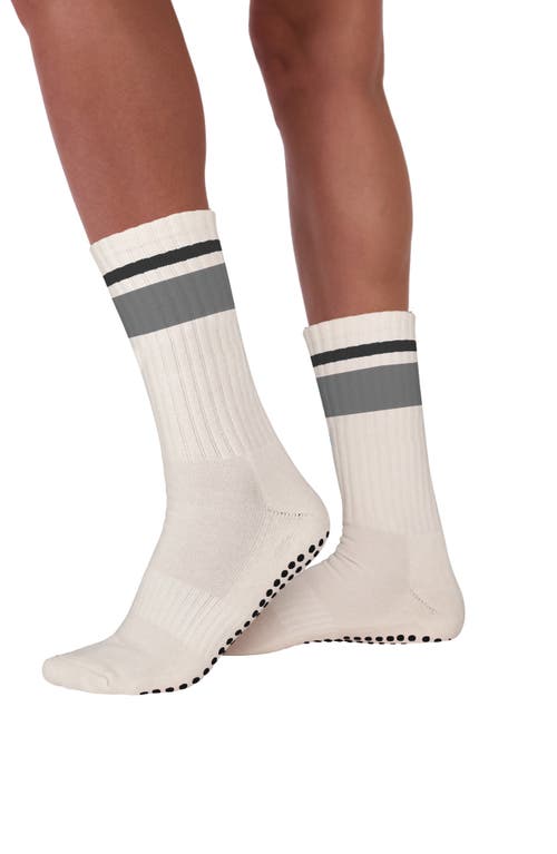 Stems Varsity Grip Crew Socks in White/Black 