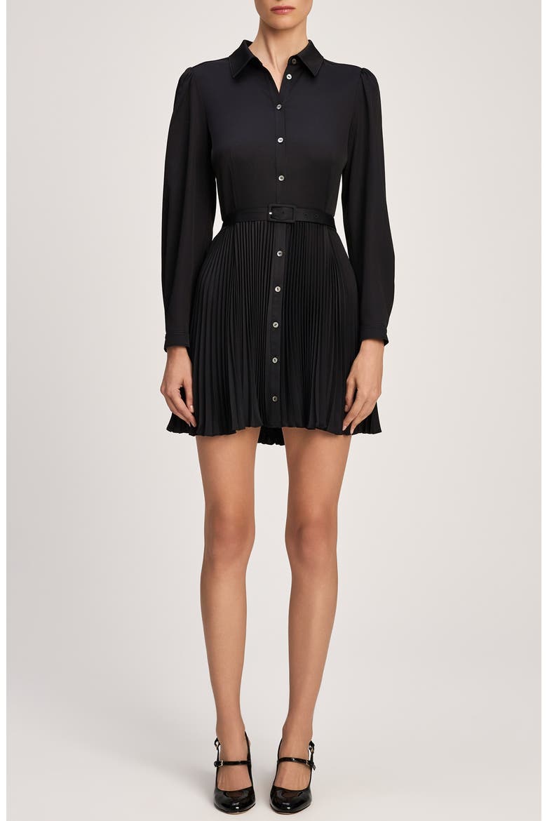 Reynolds Pleated Minidress, Main, color, BLACK