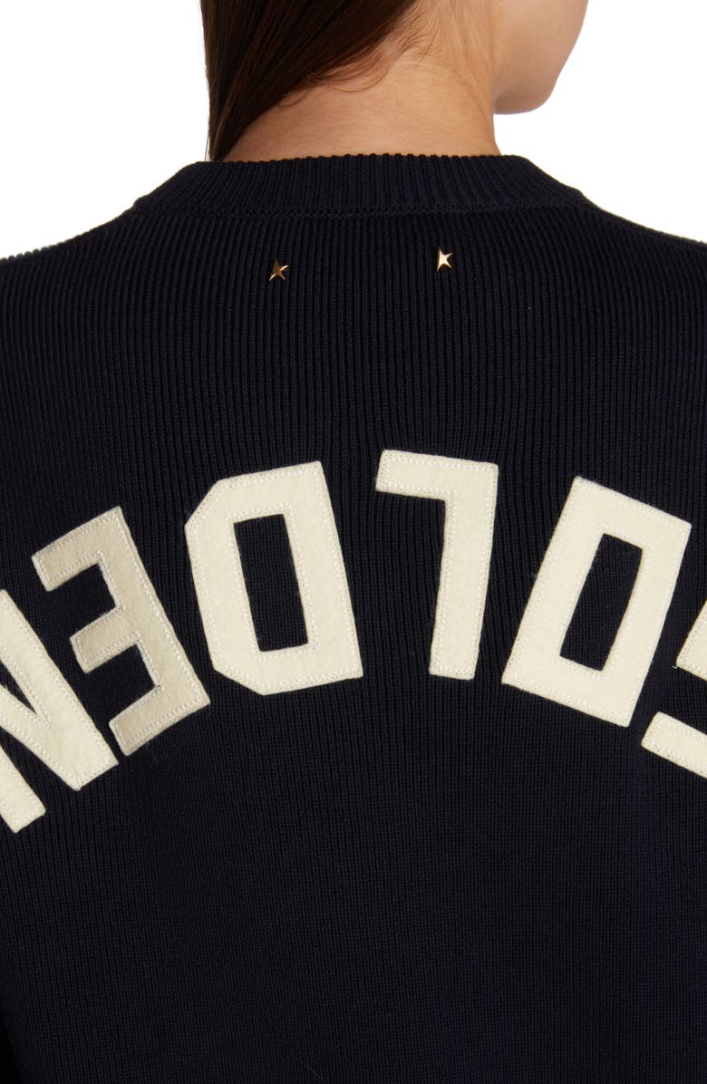 Golden Goose Distressed Cotton Blend Sweater, Alternate, color, Dark Blue