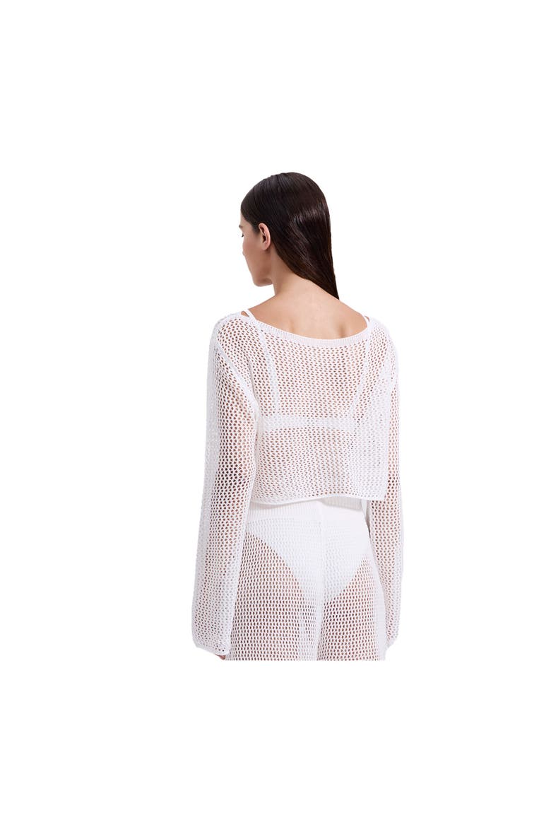 Monaco Net Crochet Crop Top Cover-Up, Alternate, color, Off-White