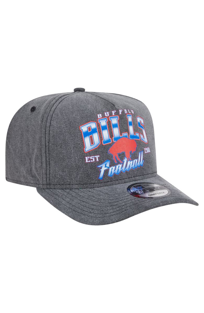 New Era Men's New Era  Black Buffalo Bills Throwback Washed A-Frame 9FIFTY Snapback Hat, Alternate, color, 