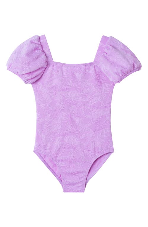 ANDY & EVAN ANDY & EVAN KIDS' PALM LEAF EMBOSSED ONE-PIECE SWIMSUIT