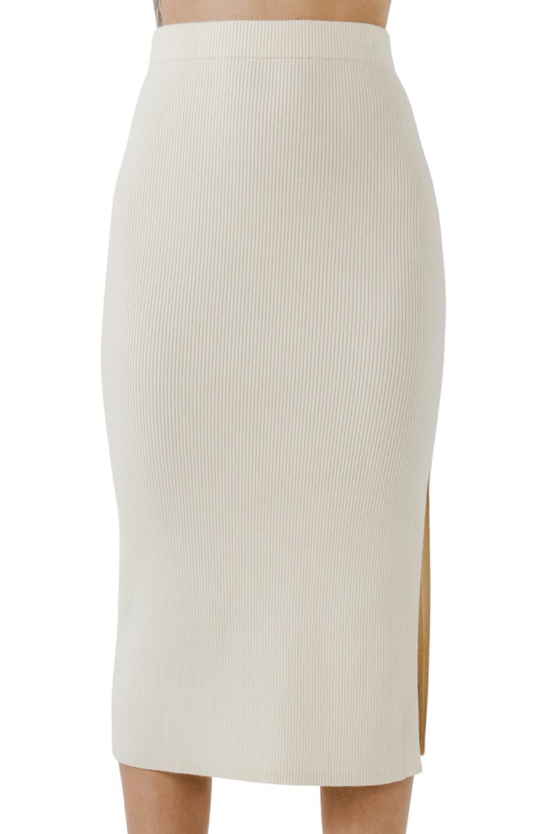 Endless Rose Side Slit Knit Midi Skirt, Alternate, color, 