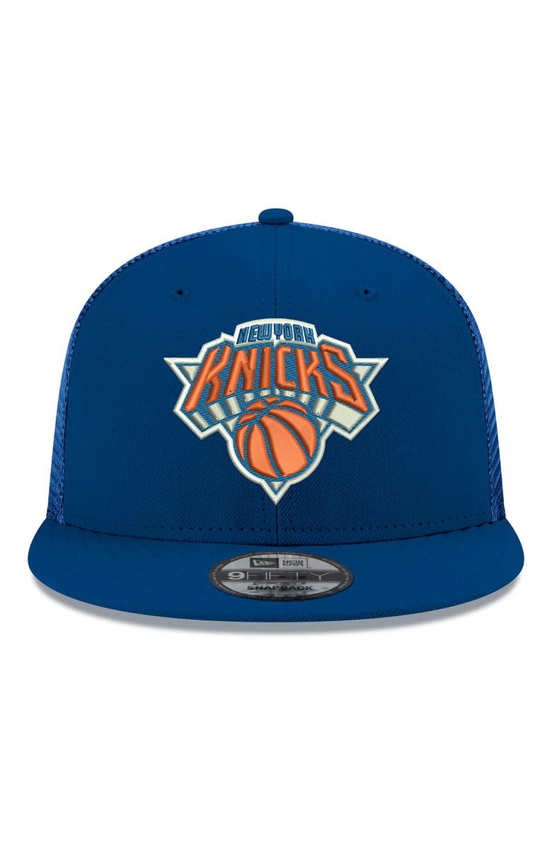 New Era Men's New Era Blue New York Knicks Core Logo Meshback 9FIFTY Snapback Hat, Alternate, color, Blue