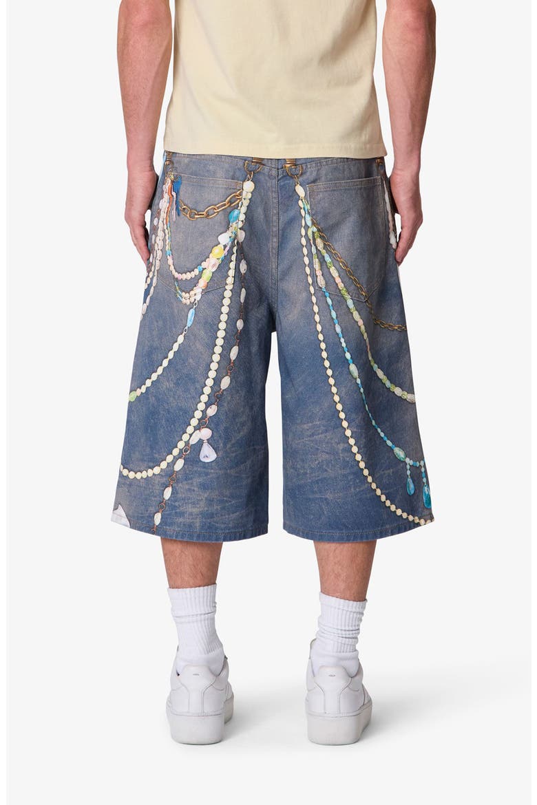 Ultra Baggy Chain Printed Denim Shorts, Alternate, color, LIGHT BLUE