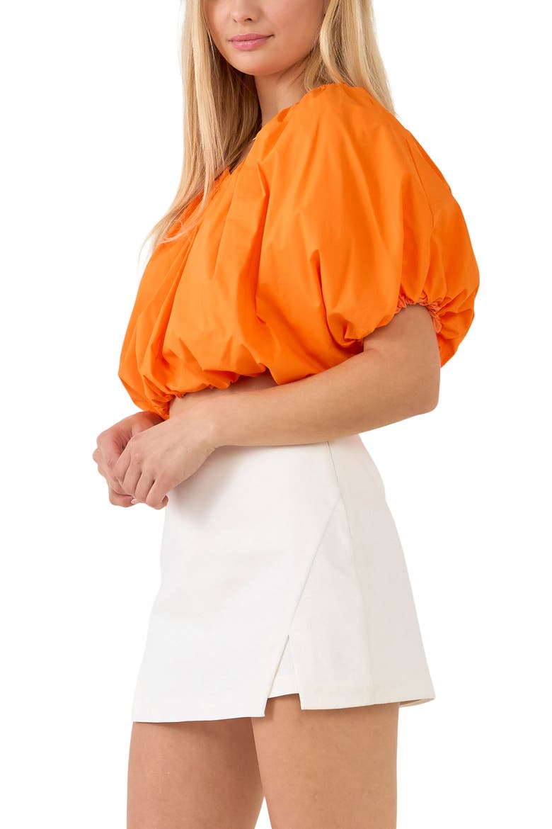 Puff Crop Blouse, Alternate, color, ORANGE