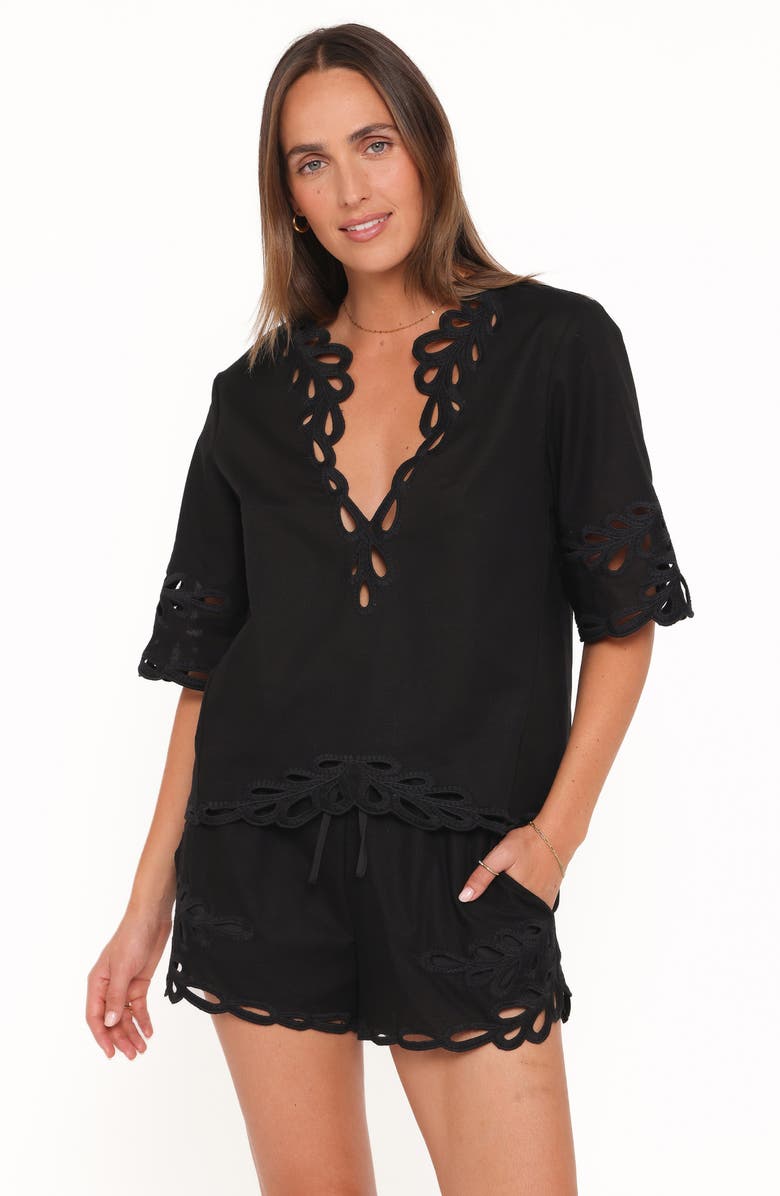 Petal & Pup Birdie Eyelet Top & Shorts Set, Alternate, color, Black