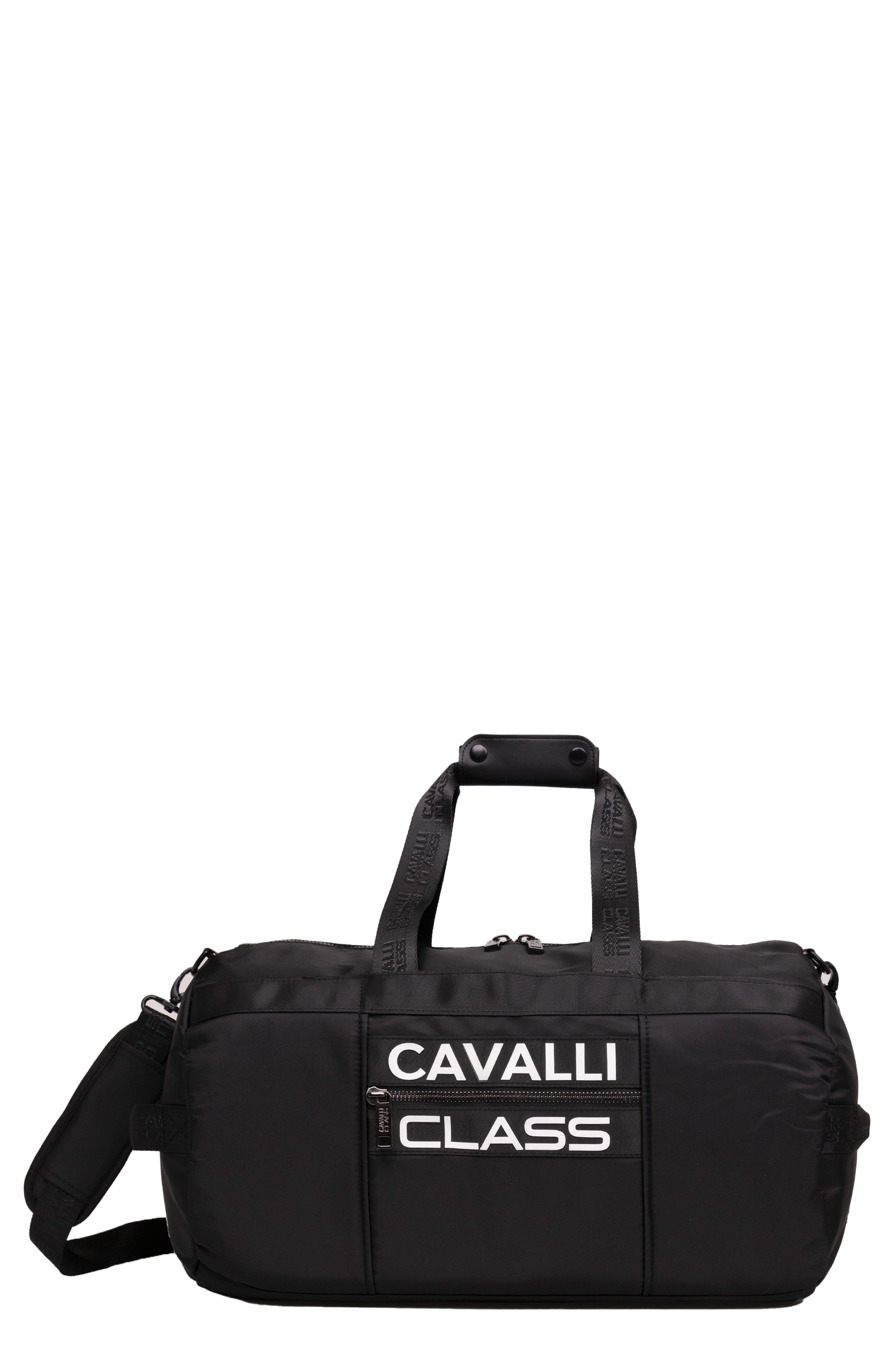 Roberto Cavalli Logo Duffle Bag, Main, color, 