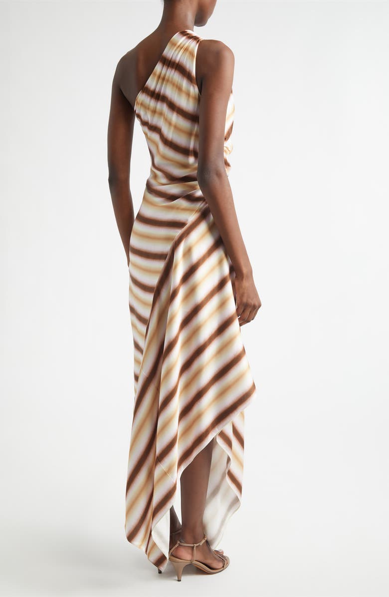 A.L.C. Lyn Tie Dye Stripe One-Shoulder Dress, Alternate, color, Peach Blossom/ Milk Chocolate