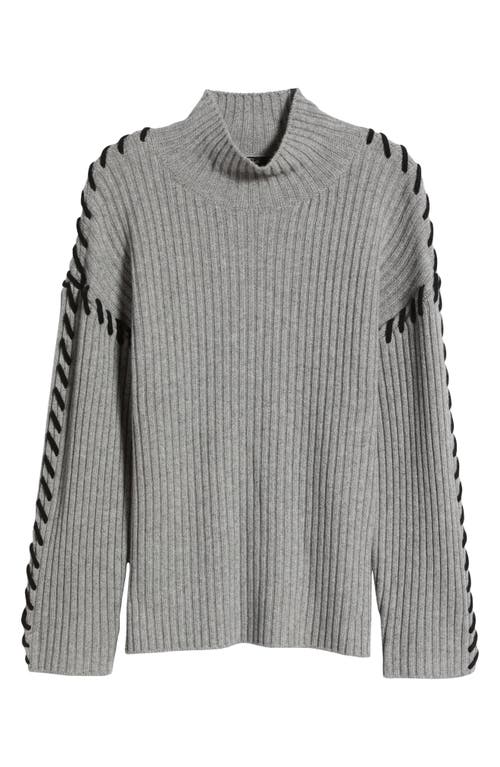 Rails Liam Laced Mock-neck Sweater In Heather Grey