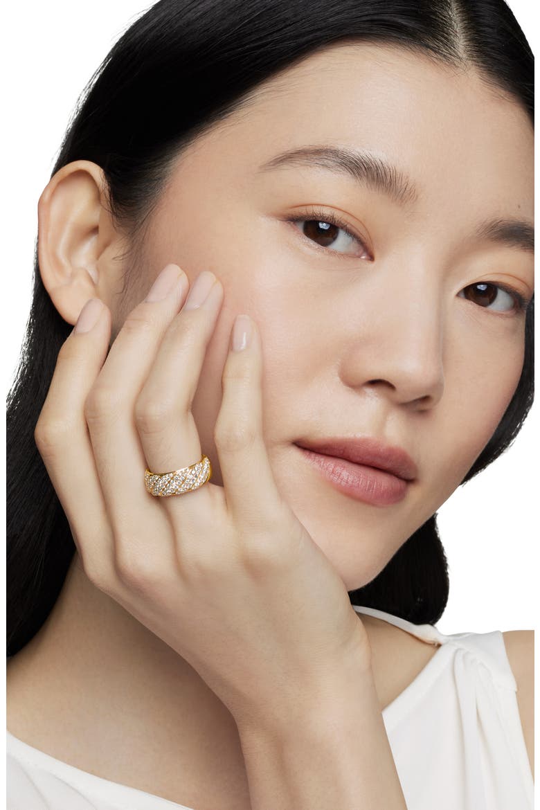 Sculpted Cable Band Ring in 18K Yellow Gold with Pavé Diamonds, Alternate, color, 18K YELLOW GOLD
