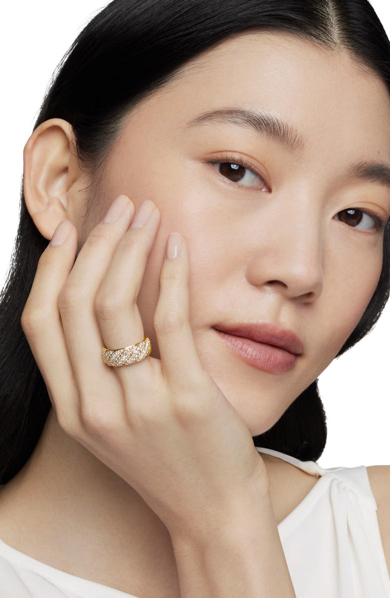 David Yurman Sculpted Cable Band Ring in 18K Yellow Gold with Pavé Diamonds, Alternate, color, 18K Yellow Gold