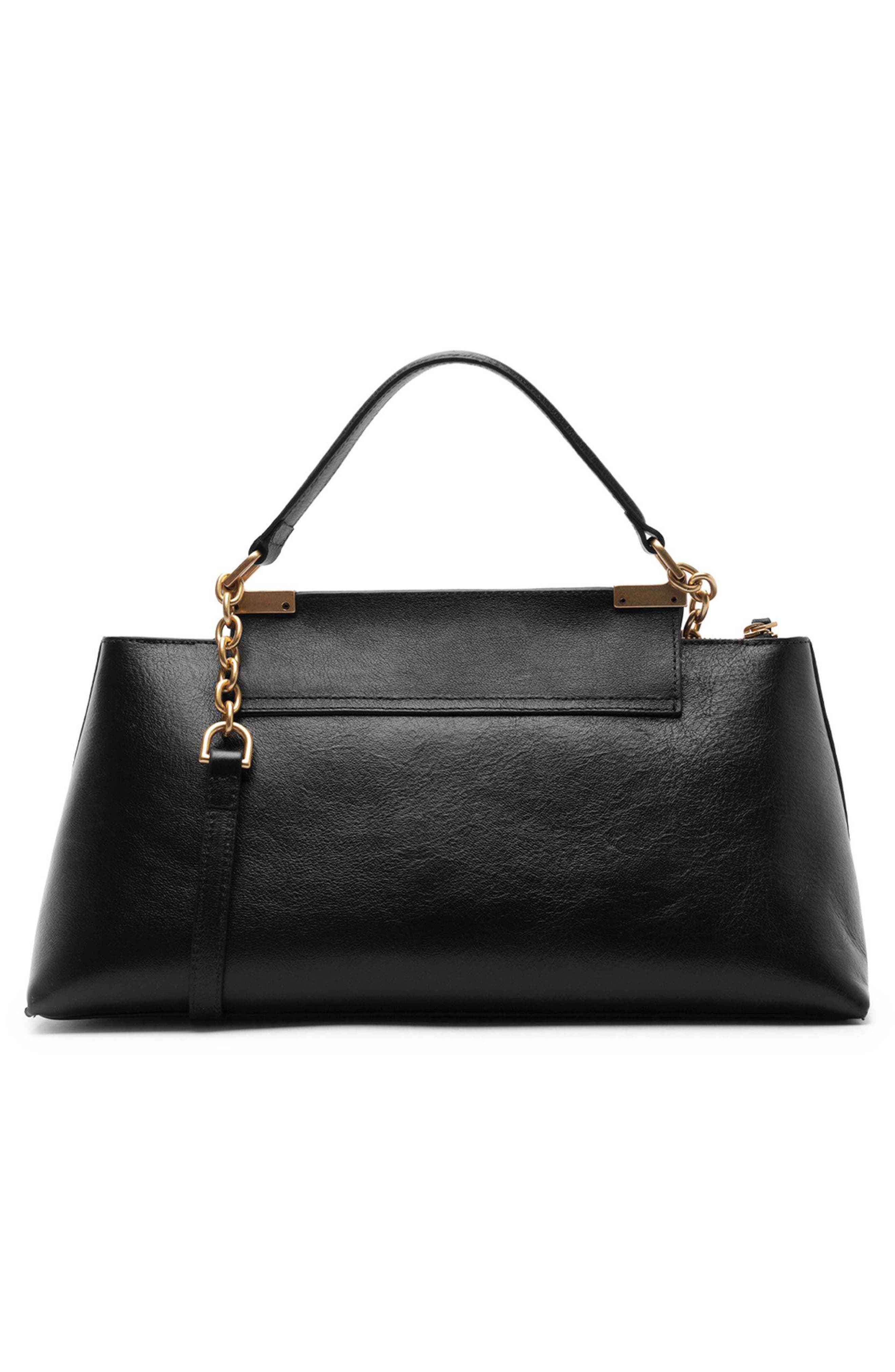 Everly Medium Snake Embossed Leather Satchel, Alternate, color, BLACK