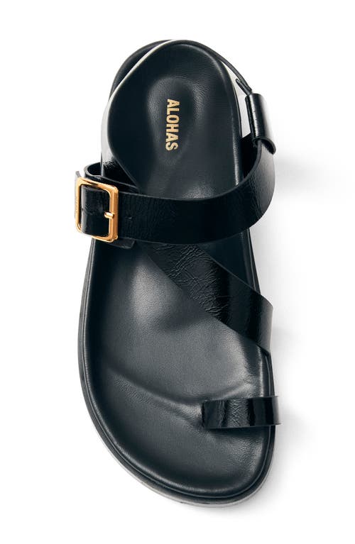Alohas Flat Sandals With Adjustable Gold Buckle In Black