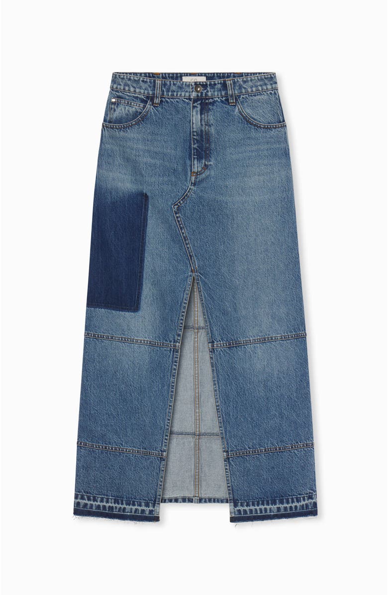 CO Patchwork Maxi Skirt in Denim, Alternate, color, 
