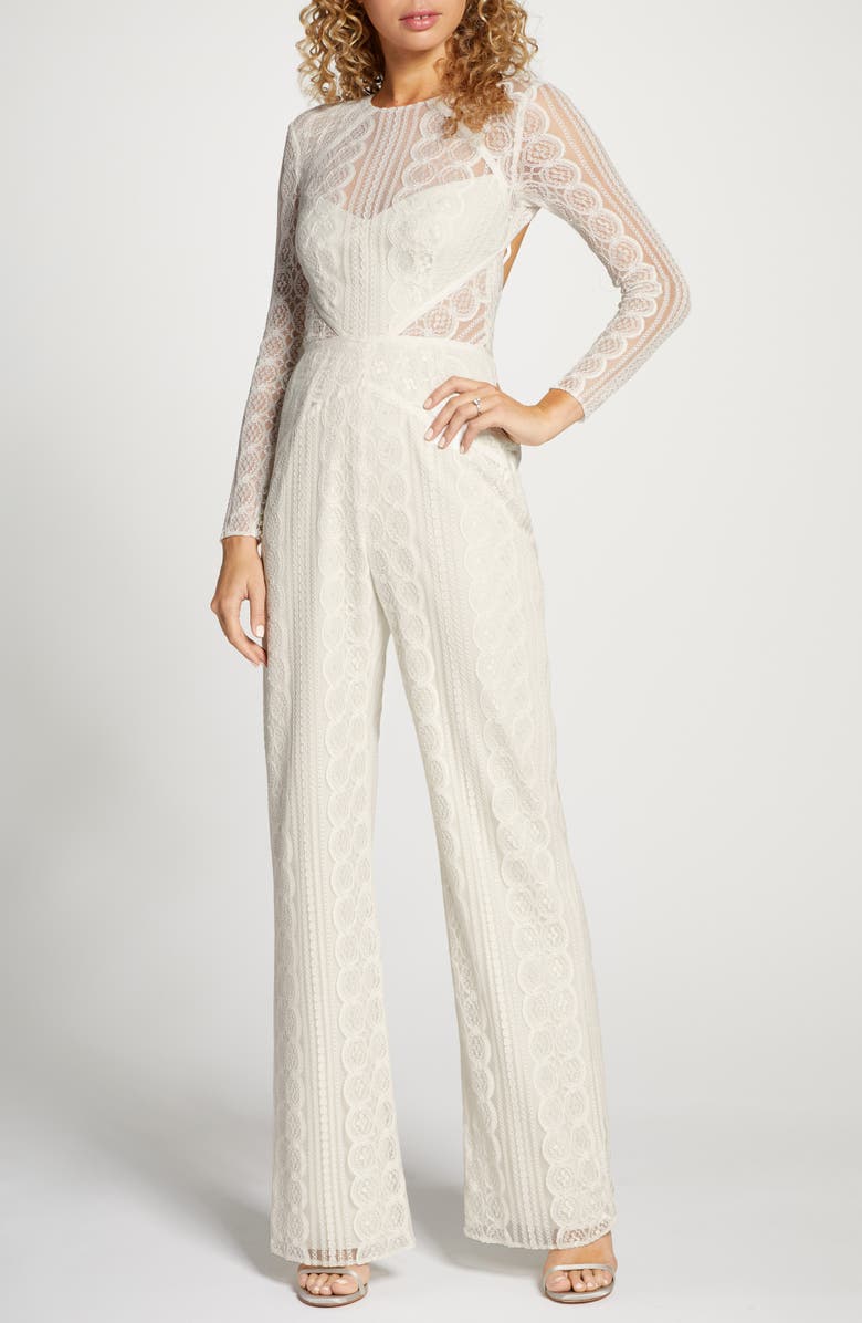 By Watters Curtis Long Sleeve Lace Jumpsuit, Main, color,