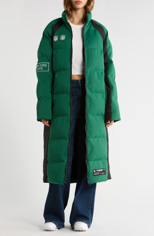 Off Season Nfl Team Water Repellent Long Puffer Coat In Green