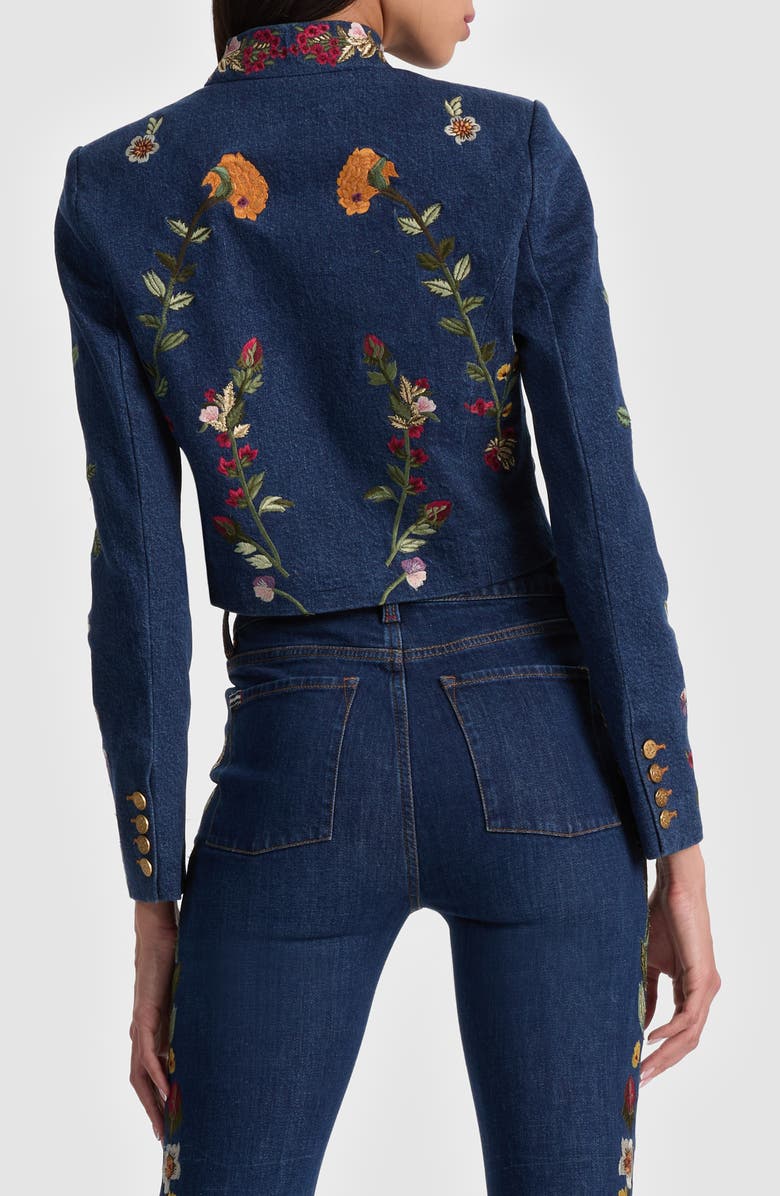 Alice + Olivia Emerson Floral Embroidery Denim Jacket, Alternate, color, Catherine Dark Multi
