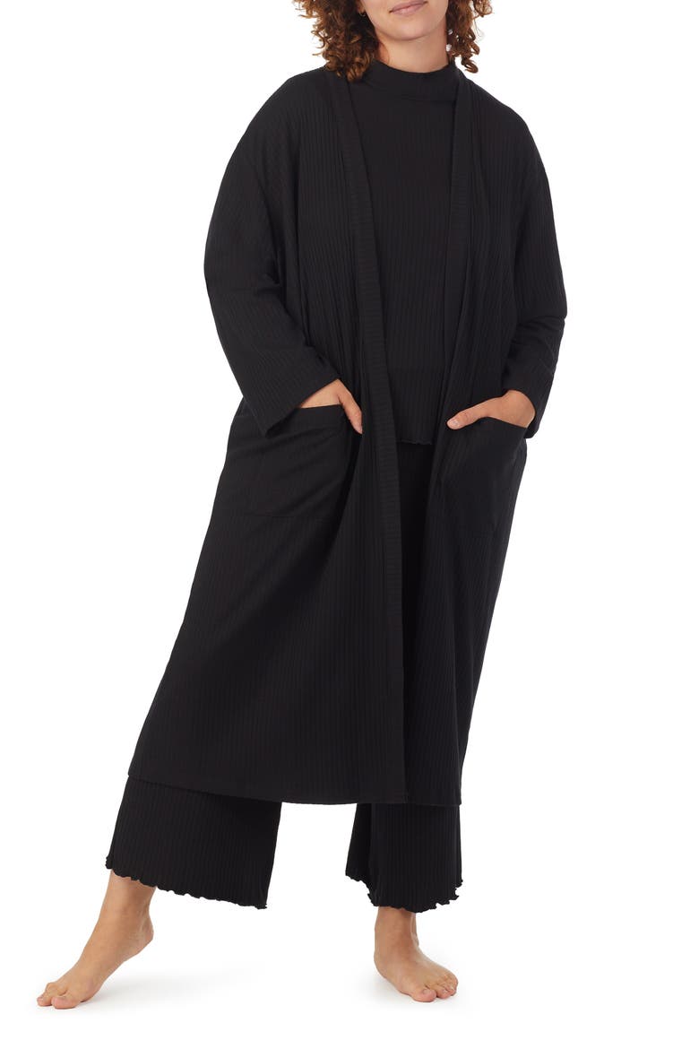 Rib Open Cardigan, Alternate, color, BLACK