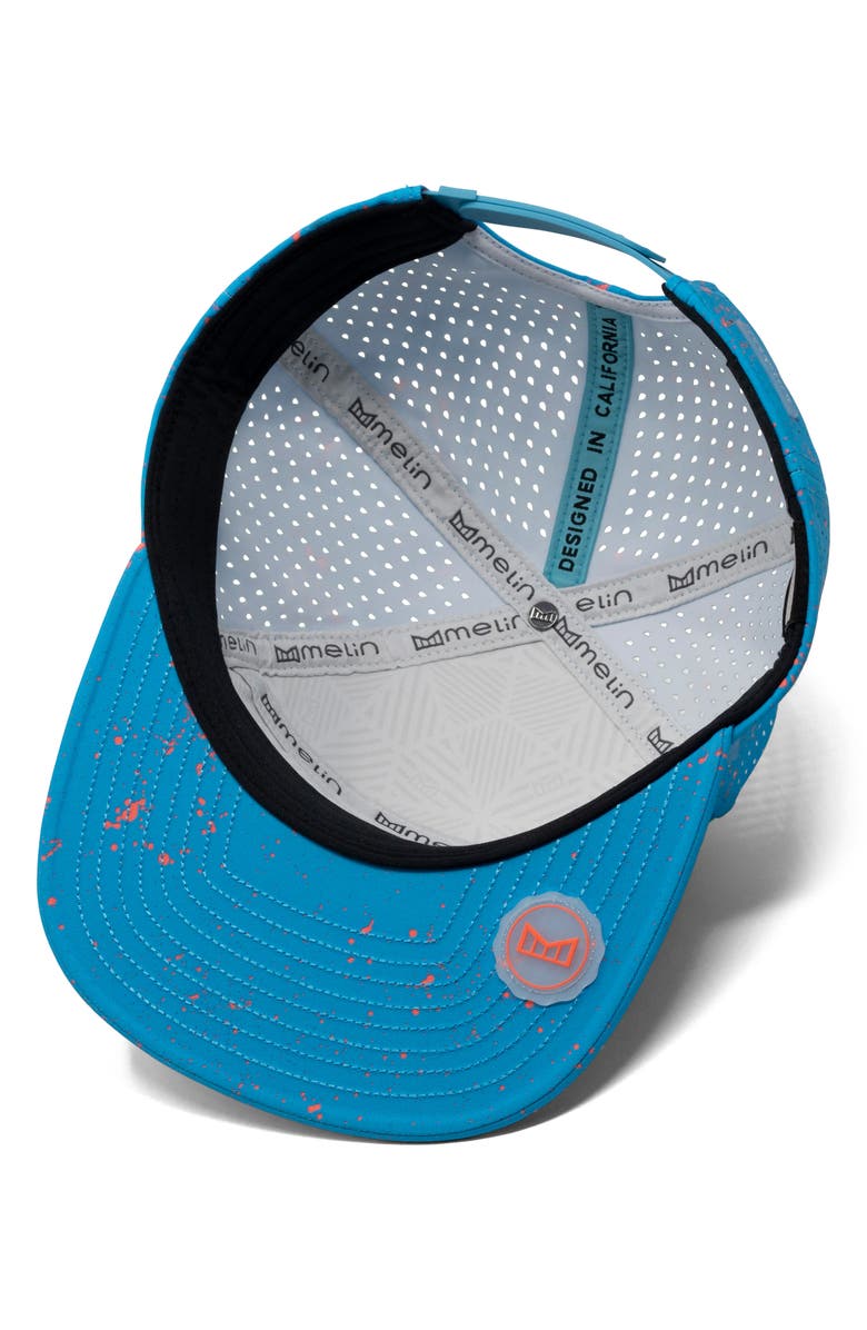 Melin Trenches Icon Neon Drip Hydro Performance Snapback Hat, Alternate, color, Electric Blue